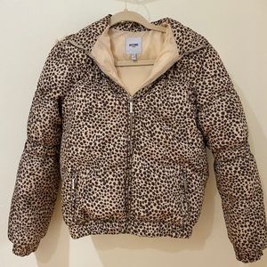 Moschino Leopard Puffer Jacket with Removable Hood
